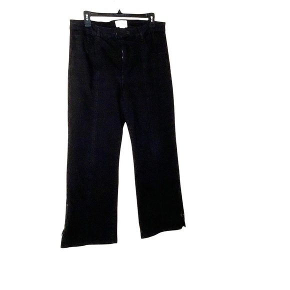 For THE REPUBLIC black relaxed fit denim pants with side hem zippers. Size 12 - Picture 1 of 10